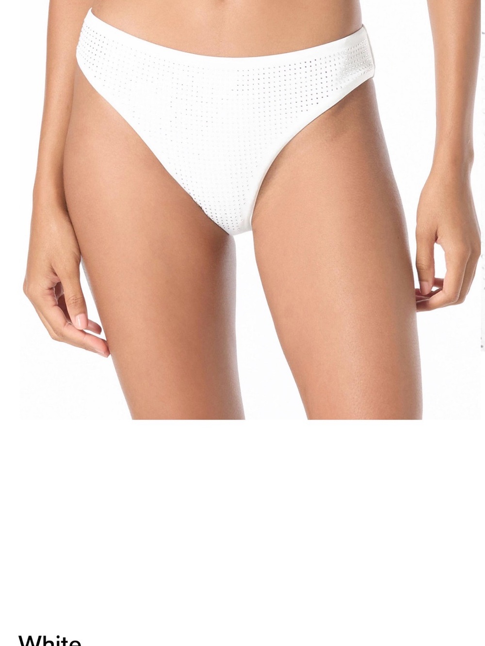 Michael Kors White Clear Rhinestones Bikini Bottom Sz Lg NWT